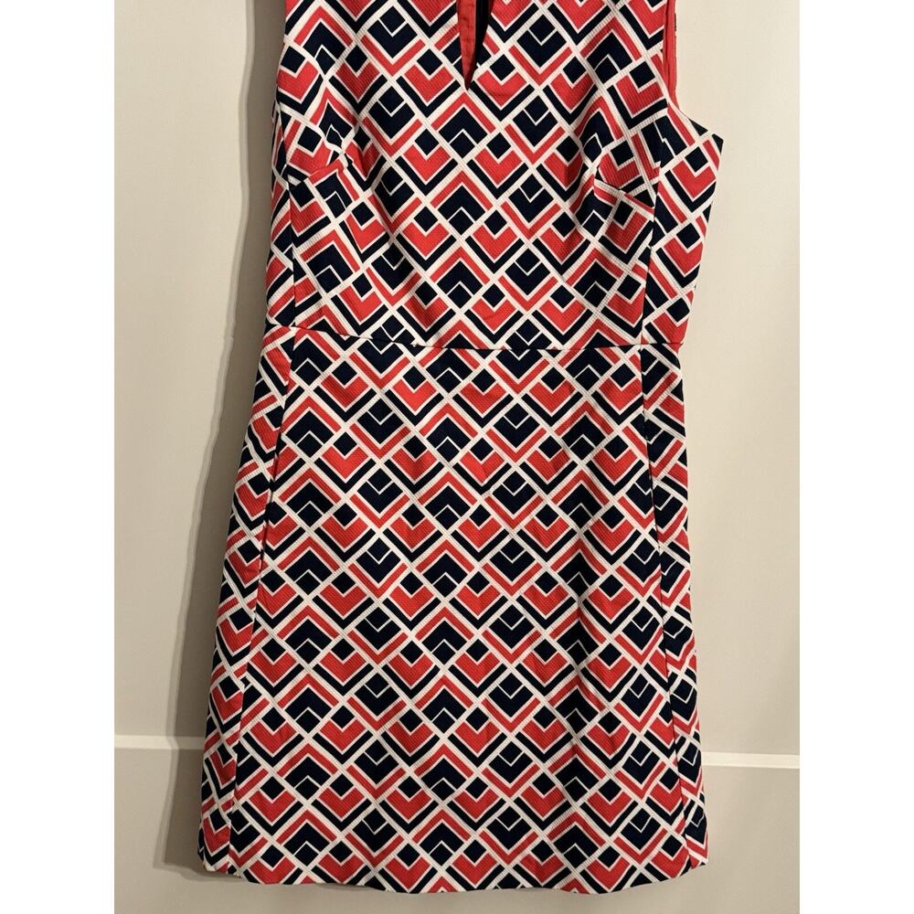 Gap Designed & Crafted Sleeveless Fully Lined Dress Pink And Blue Geometric Sz 2 - Picture 2 of 12